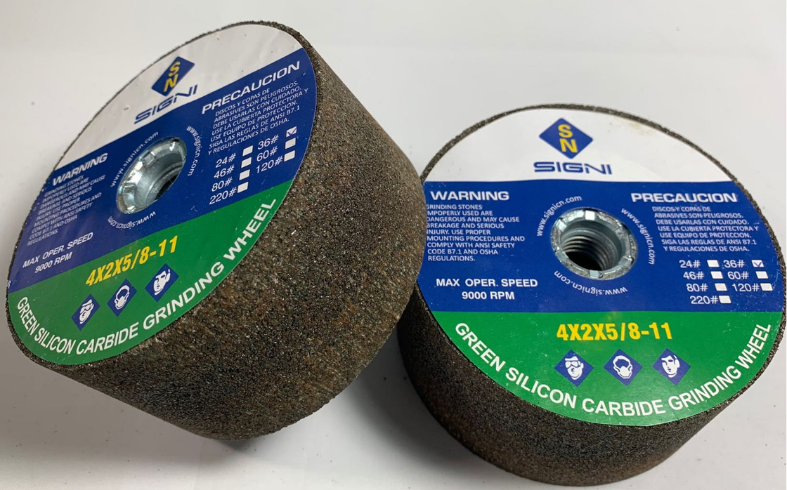 4 Inch Abrasive Green Silicon Carbide Grinding Stone Dengan 5 / 8-11 Thread Untuk Granit 4X2X5 / 8-11,46 Grit